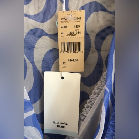 NWT Paul Smith Blue Henri Bendel Runway 100% Silk Ruffle Dress Resort Travel - Picture 6 of 9